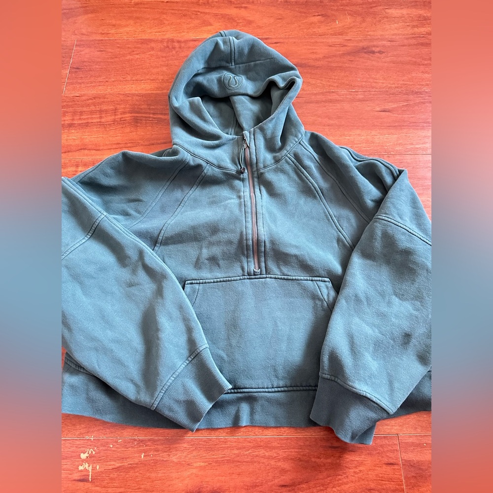 Women’s Lululemon Oversized Half Zip Hoodie in Teal Green. Size XL/XXL.